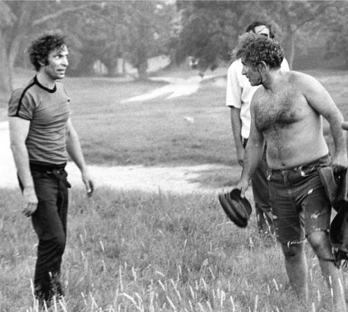 Norman Mailer and Rip Torn on set of Maidstone, Long Island 1968 © Daniel Kramer.