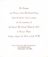 McDowell Medal Invitation.