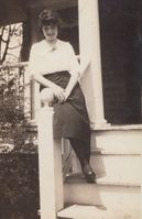 Fanny Mailer on the front steps of the Morris Avenue house, c.1920.