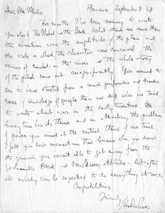 A letter from John Dos Passos to Mailer, 8 September 1948, in which Dos Passos compliments the young novelist for The Naked and the Dead and singles out the core element of Mailer’s first novel: “every time has its theme and in attacking the problem of power you aimed at the central theme of our time.”[b]